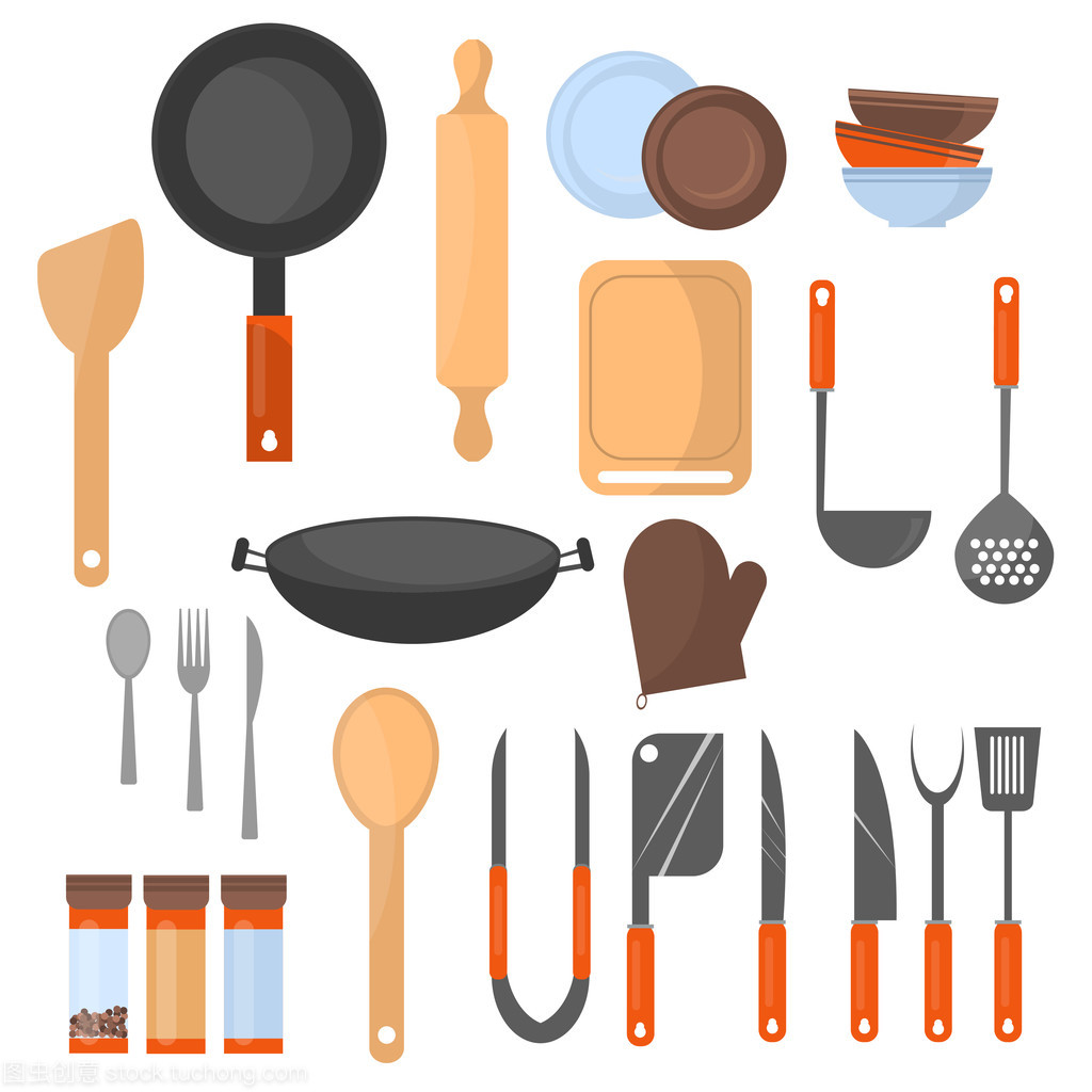 集炊具图标,烹饪工具和厨具设备厨房用具集合