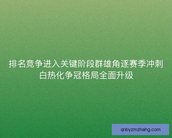 排名竞争进入关键阶段群雄角逐赛季冲刺白热化争冠格局全面升级 排名竞争进入关键阶段群雄角逐赛季冲刺白热化争冠格局全面升级