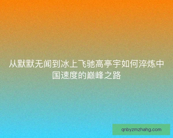 从默默无闻到冰上飞驰高亭宇如何淬炼中国速度的巅峰之路